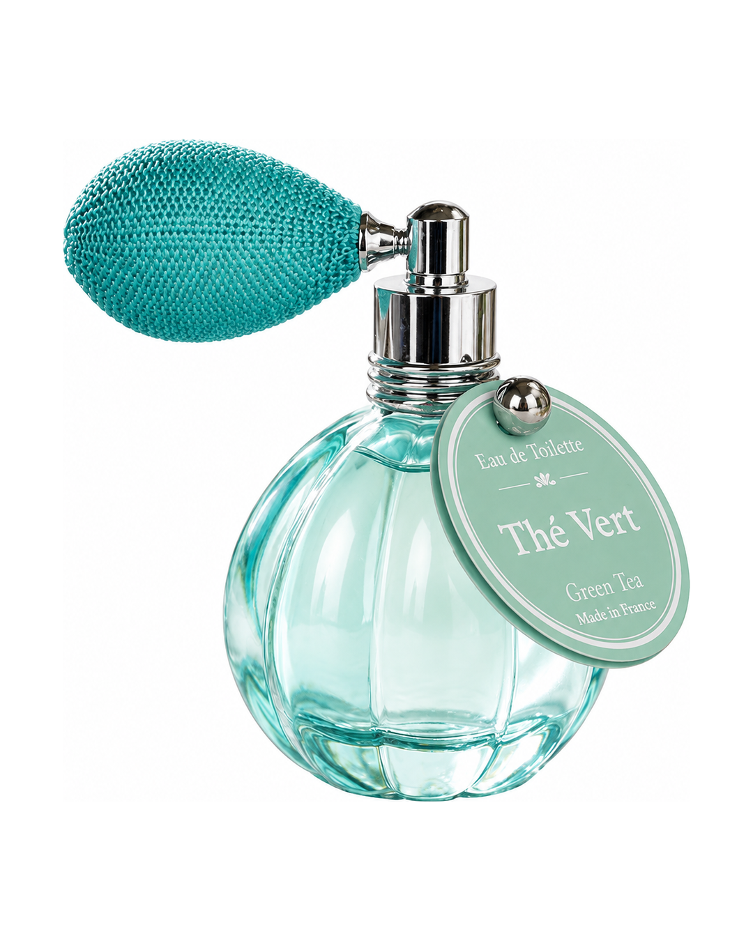 Eau de toilette de 12 ml au parfum de Thé Vert, signée Esprit Provence. Son flacon en verre, rétro et cannelé, est doté d’un vaporisateur à poire vintage.
