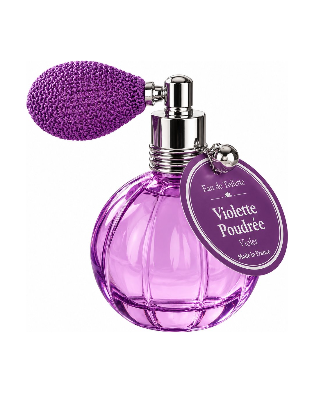 Eau de toilette de 12 ml au parfum de Violette Poudrée, signée Esprit Provence. Son flacon en verre, rétro et cannelé, est doté d’un vaporisateur à poire vintage.