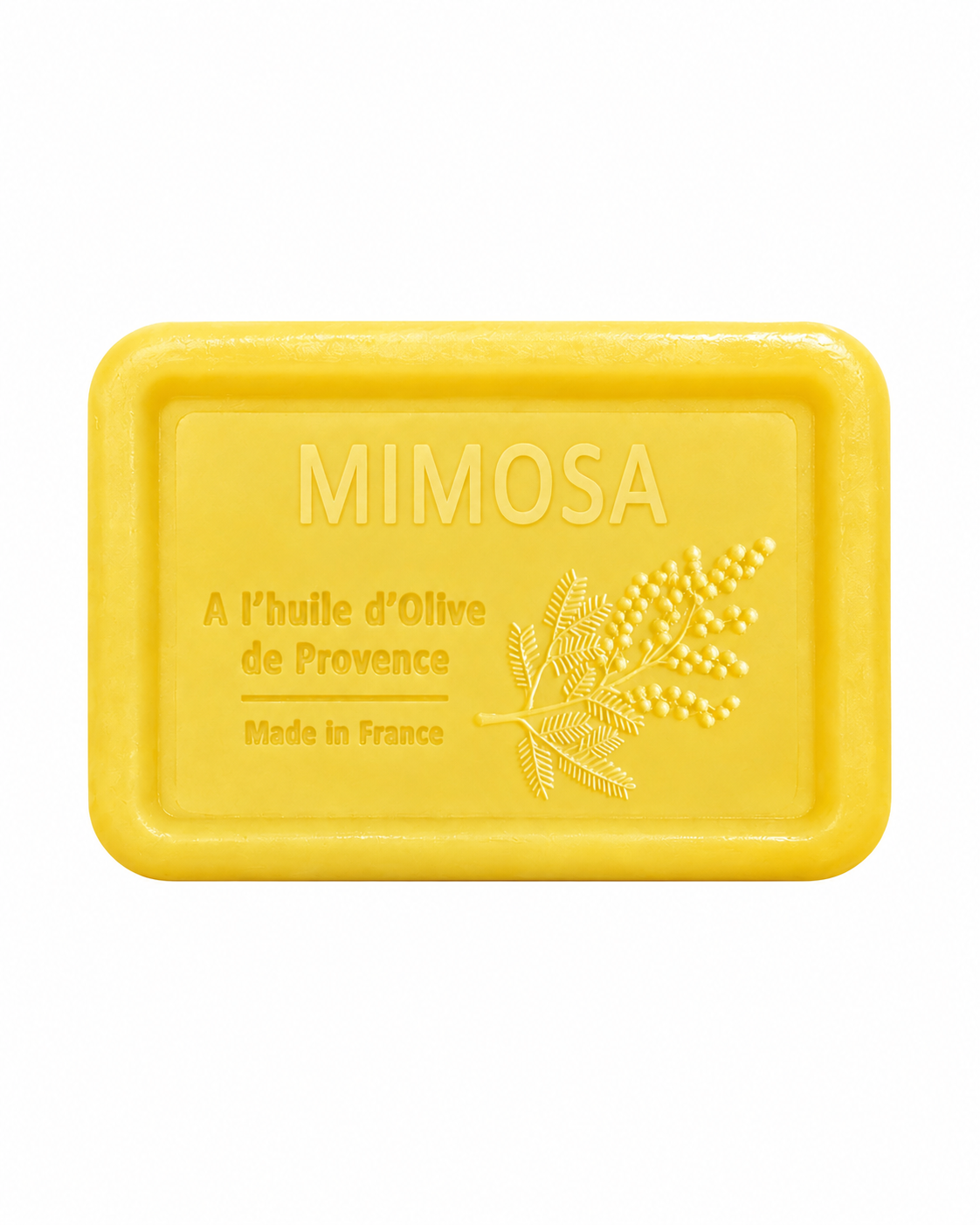 Savon à l’huile d’olive de Provence 120 g, au parfum de Mimosa, signé Esprit Provence et enrichi en huile d’amande douce ainsi qu’en beurre de karité bio.