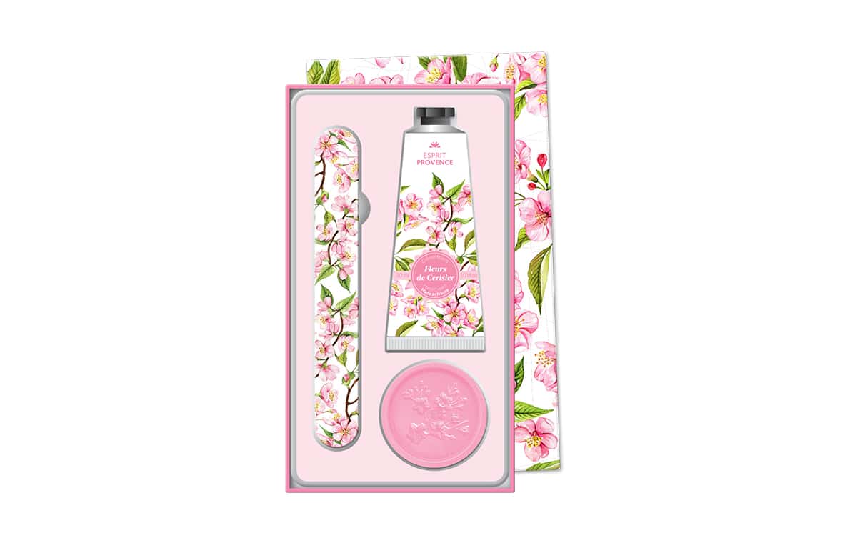 Coffret crème mains & lime à onglet & Savon 25 g - Fleurs de cerisier