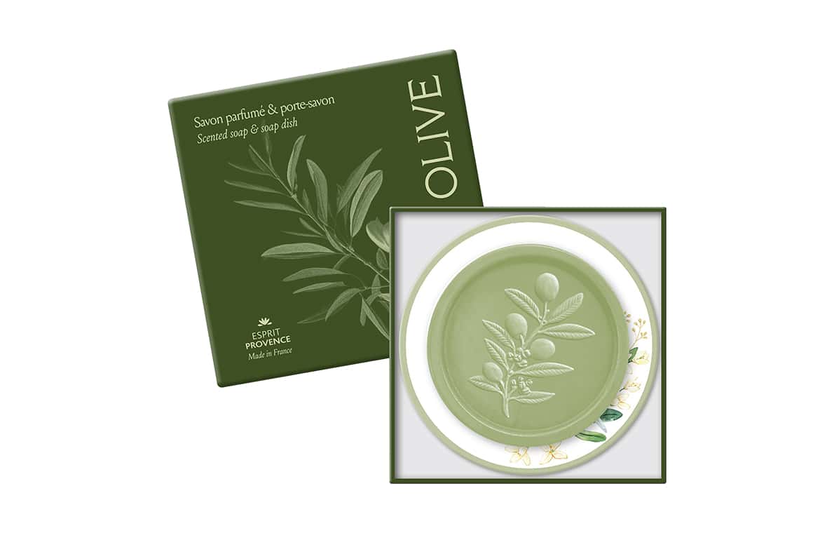 Collection Olive - Coffret Savon 100g avec porte savon en céramique