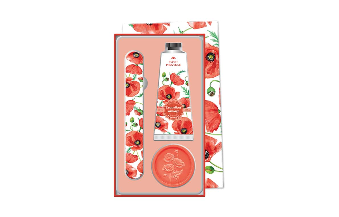 Coffret crème mains & lime à onglet & Savon 25 g - Coquelicot sauvage