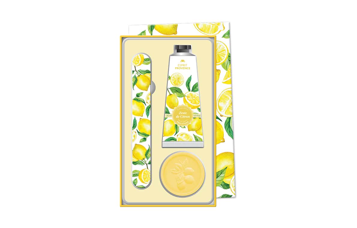 Coffret crème mains & lime à onglet & Savon 25 g - Zeste de citron