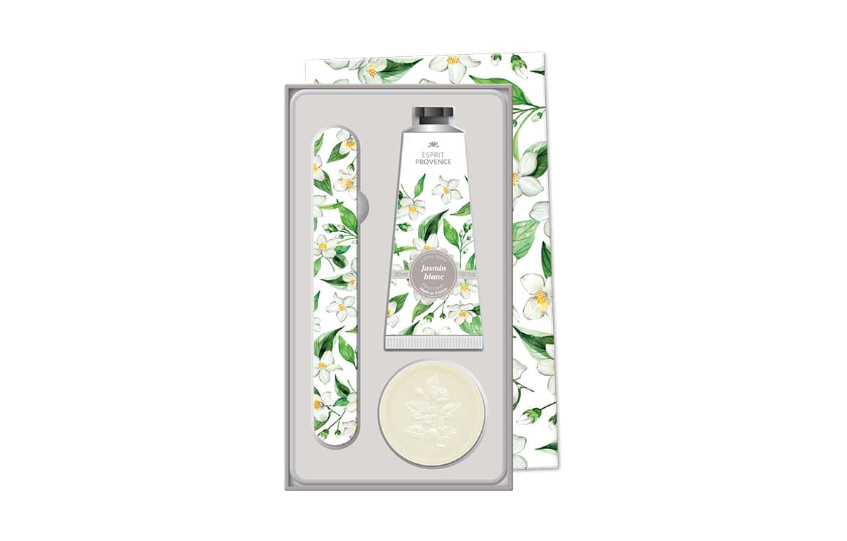 Coffret crème mains & lime à onglet & Savon 25 g - Jasmin Blanc