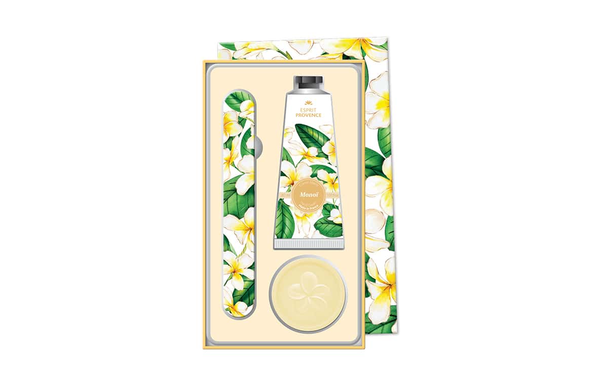 Coffret crème mains & lime à onglet & Savon 25 g - Monoï