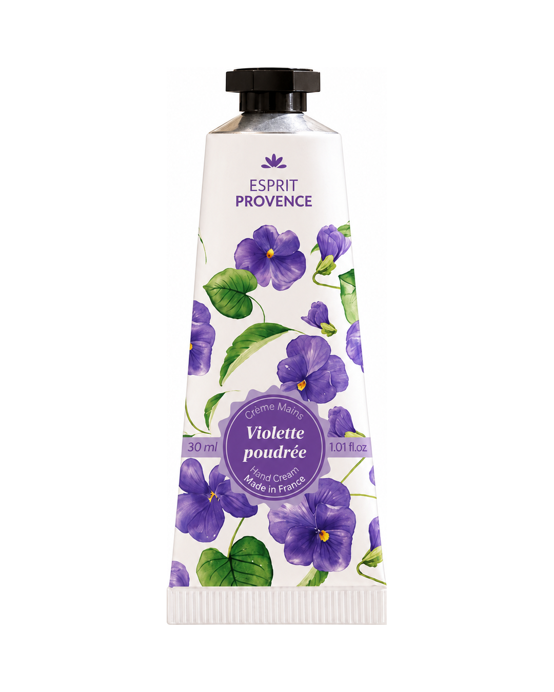 Crème mains à l'huile d’Amande douce de Provence 30 ml, au parfum de Violette en fleurs, signé Esprit Provence. Enrichi en beurre de karité, en allantoïne et en jus d’aloe vera BIO.