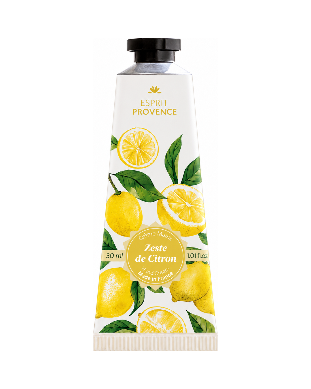 Crème mains à l'huile d’Amande douce de Provence 30 ml, au parfum de Zeste de Citron, signé Esprit Provence. Enrichi en beurre de karité, en allantoïne et en jus d’aloe vera BIO.