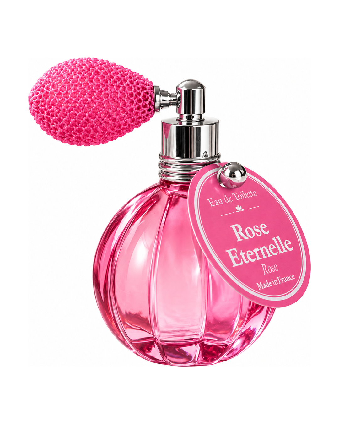 Eau de toilette de 12 ml au parfum de Rose Eternelle, signée Esprit Provence. Son flacon en verre, rétro et cannelé, est doté d’un vaporisateur à poire vintage.