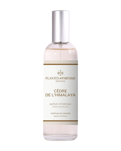 Parfum d’intérieur vaporisateur 100 ml, fragrance Cèdre de l'Himalaya de Plantes & Parfums. Contenant en verre.