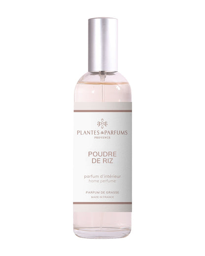 Parfum d’intérieur vaporisateur 100 ml, fragrance Poudre de Riz de Plantes & Parfums. Contenant en verre.