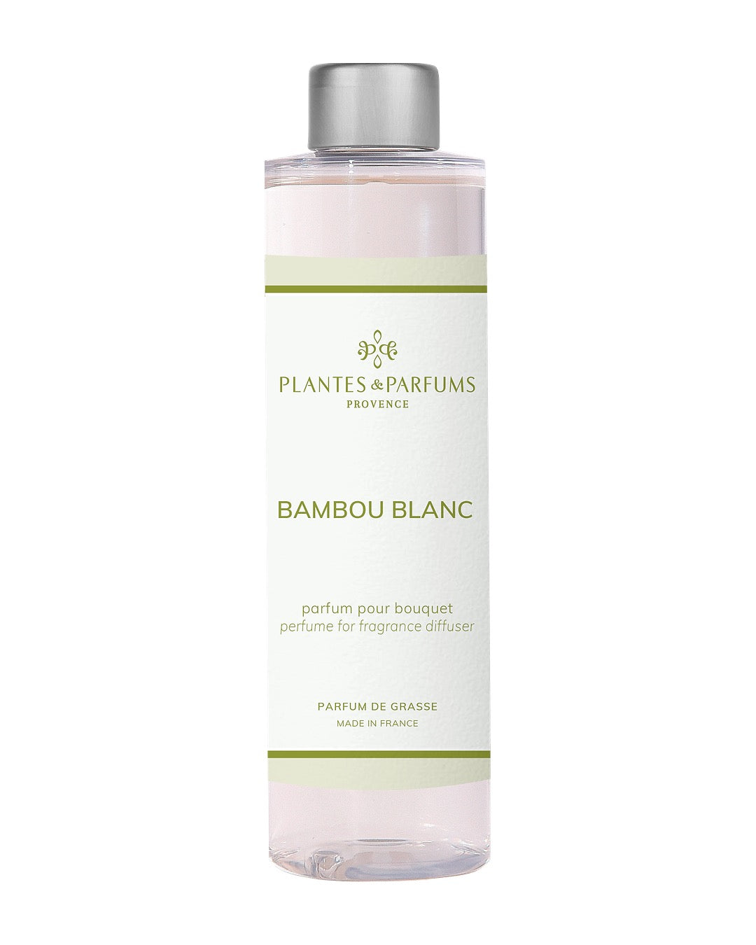 Recharge pour bouquet parfumé 200 ml, fragrance Bambou blanc de Plantes et Parfums. Boutique Style So Chic.