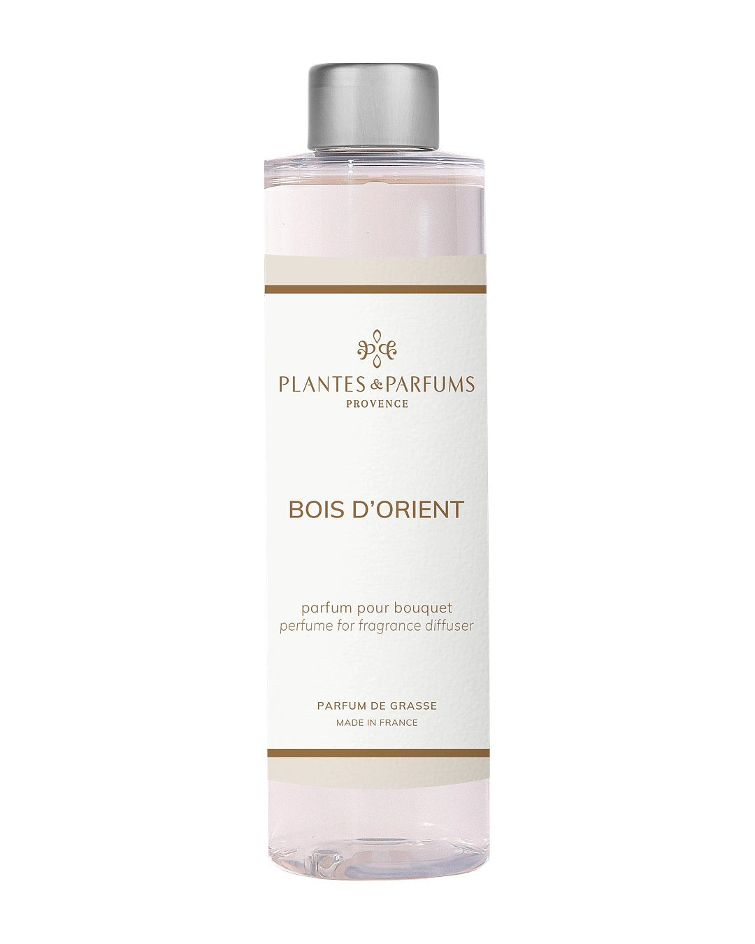 Recharge pour bouquet parfumé 200 ml, fragrance Bois d’Orient de Plantes et Parfums. Boutique Style So Chic.
