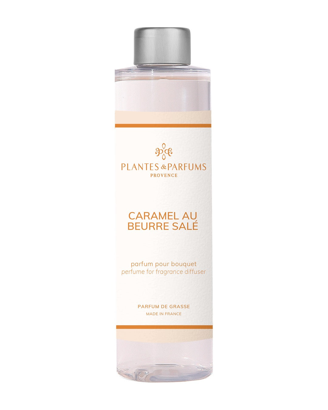 Recharge pour bouquet parfumé 200 ml, fragrance Caramel beurre salé de Plantes et Parfums. Boutique Style So Chic.