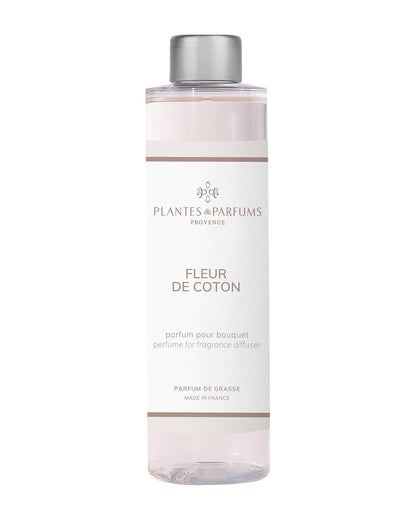 Recharge pour bouquet parfumé 200 ml, fragrance Fleur de coton de Plantes et Parfums. Boutique Style So Chic.