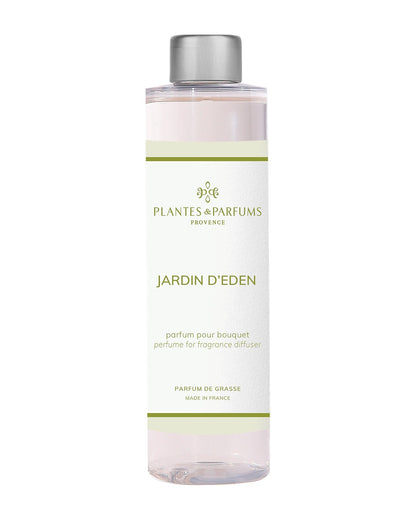 Recharge pour bouquet parfumé 200 ml, fragrance Jardin d’Éden de Plantes et Parfums. Boutique Style So Chic.