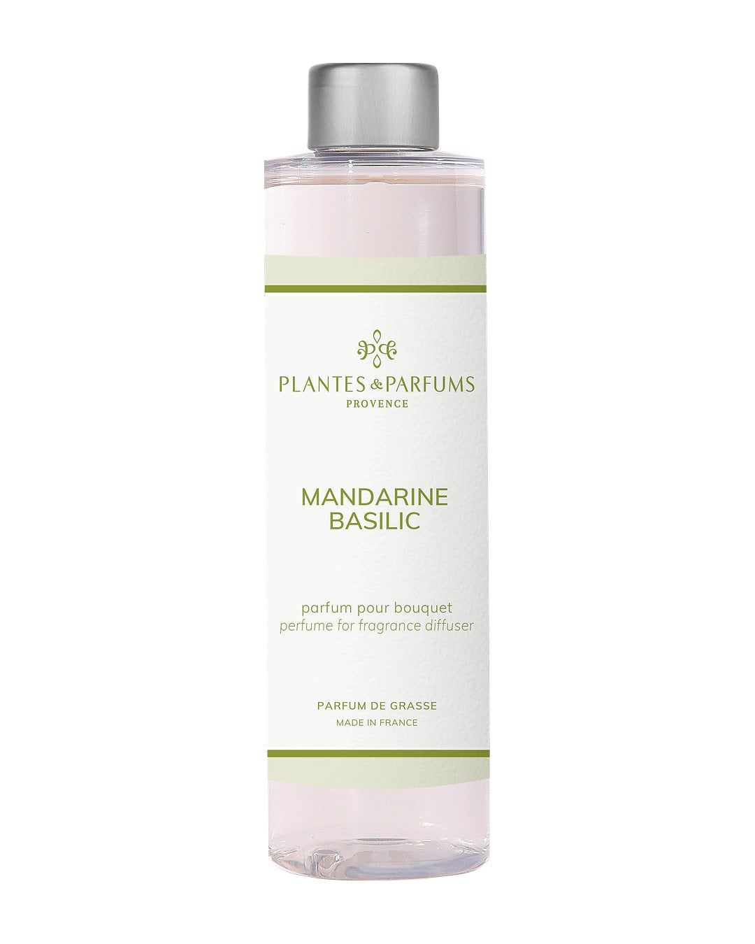 Recharge pour bouquet parfumé 200 ml, fragrance Mandarine Basilic de Plantes et Parfums. Boutique Style So Chic.