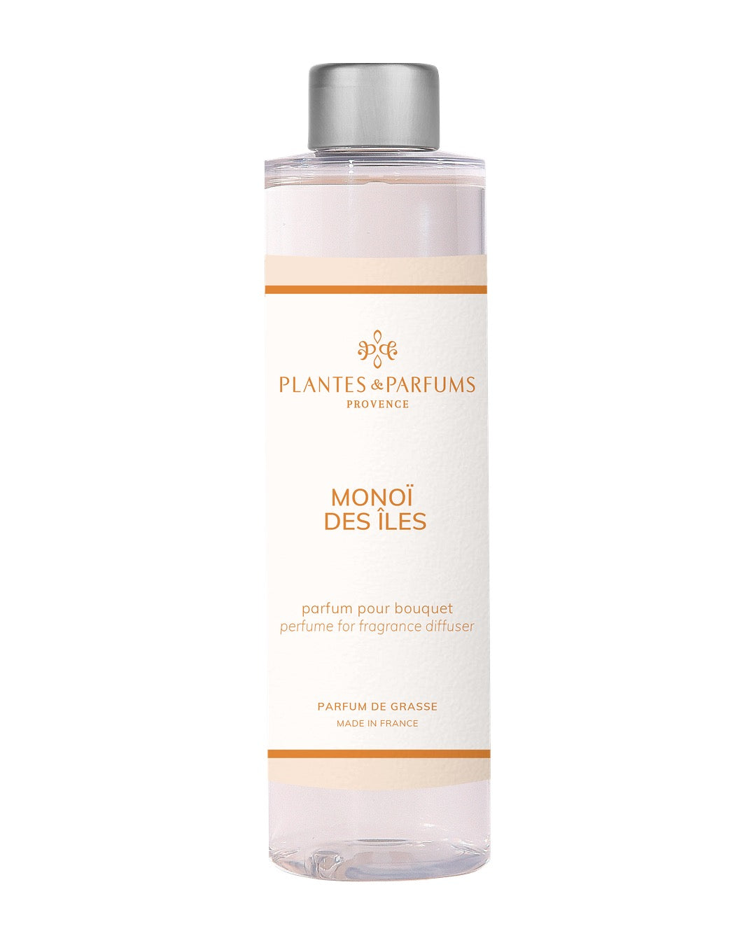 Recharge pour bouquet parfumé 200 ml, fragrance Monoï des îles de Plantes et Parfums. Boutique Style So Chic.