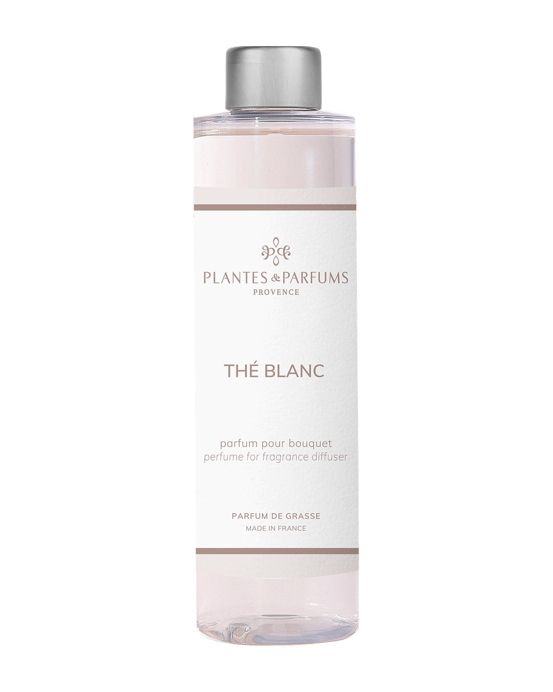 Recharge pour bouquet parfumé 200 ml, fragrance Thé blanc de Plantes et Parfums. Boutique Style So Chic.