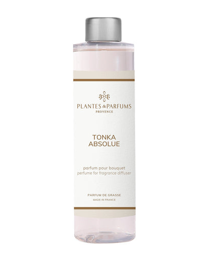 Recharge pour bouquet parfumé 200 ml, fragrance Tonka absolue de Plantes et Parfums. Boutique Style So Chic.