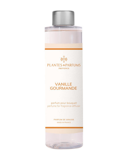 Recharge pour bouquet parfumé 200 ml, fragrance Vanille gourmande de Plantes et Parfums. Boutique Style So Chic.