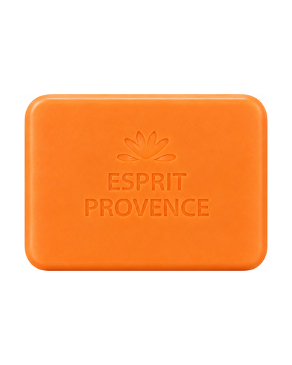 Savon à l’huile d’Amande douce de Provence 140 g, au parfum de Fleurs d'Oranger, signé Esprit Provence et enrichi en beurre de karité BIO. Sans emballage.