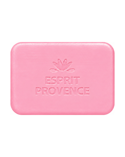 Savon à l’huile d’Amande douce de Provence 140 g, au parfum de Fleurs de Cerisier, signé Esprit Provence et enrichi en beurre de karité BIO. Sans emballage.