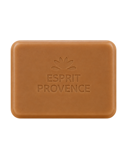Savon à l’huile d’Amande douce de Provence 140 g, au parfum de Vanille, signé Esprit Provence et enrichi en beurre de karité BIO.Sans emballage.
