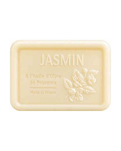 Savon à l’huile d’olive de Provence 120 g, au parfum de Jasmin, signé Esprit Provence et enrichi en huile d’amande douce ainsi qu’en beurre de karité bio.