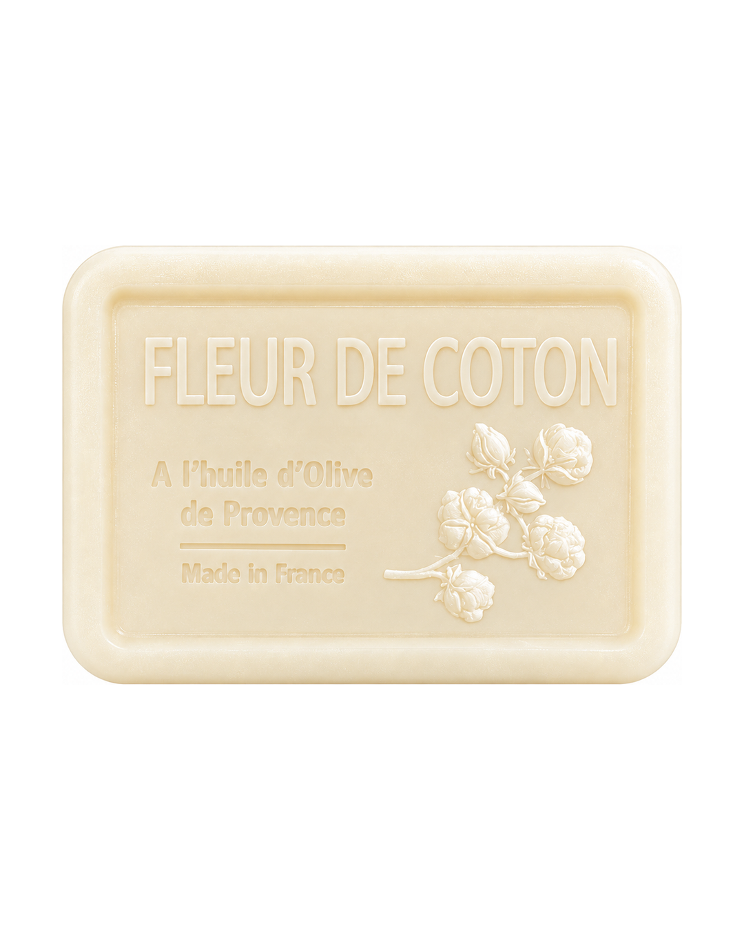 Savon à l’huile d’olive de Provence 120 g, au parfum de Fleur de coton, signé Esprit Provence et enrichi en huile d’amande douce ainsi qu’en beurre de karité bio.