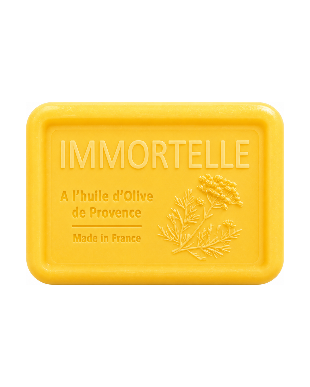 Savon à l’huile d’olive de Provence 120 g, au parfum d’Immortelle, signé Esprit Provence et enrichi en huile d’amande douce ainsi qu’en beurre de karité bio.