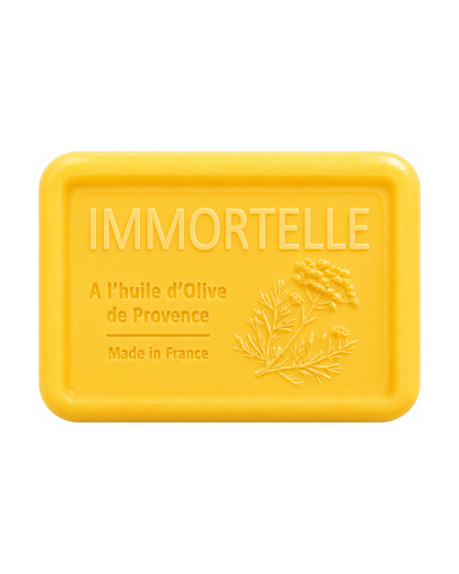 Savon à l’huile d’olive de Provence 120 g, au parfum d’Immortelle, signé Esprit Provence et enrichi en huile d’amande douce ainsi qu’en beurre de karité bio.