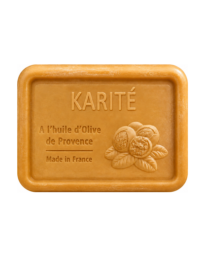 Savon à l’huile d’olive de Provence 120 g, au parfum de Karité, signé Esprit Provence et enrichi en huile d’amande douce ainsi qu’en beurre de karité bio.