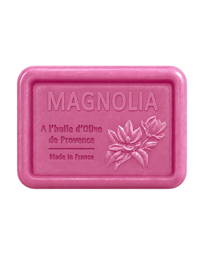 Savon à l’huile d’olive de Provence 120 g, au parfum de Magnolia, signé Esprit Provence et enrichi en huile d’amande douce ainsi qu’en beurre de karité bio.