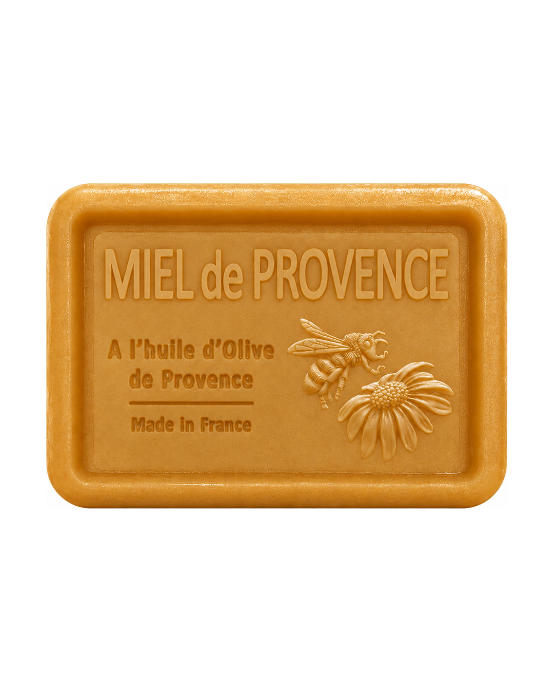Savon à l’huile d’olive de Provence 120 g, au parfum de Miel de Provence, signé Esprit Provence et enrichi en huile d’amande douce ainsi qu’en beurre de karité bio.